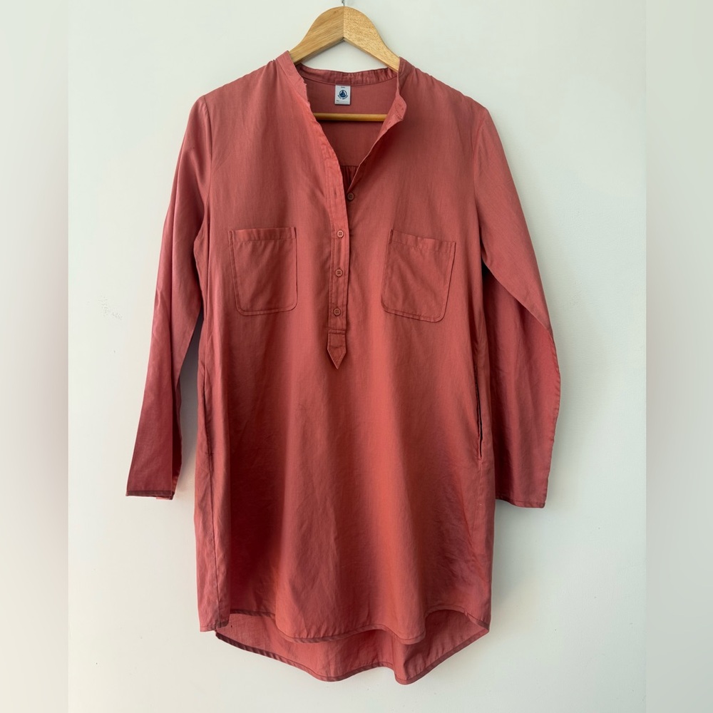 Petit Bateau Coral Button-Front Tunic